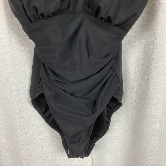 Lands End Black Slendersuit Grecian Tummy Control One Piece Swimsuit Sz.6P NWOT - Picture 6 of 14
